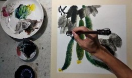 夏季吃瓜的国画,国画卷轴中的清凉时光